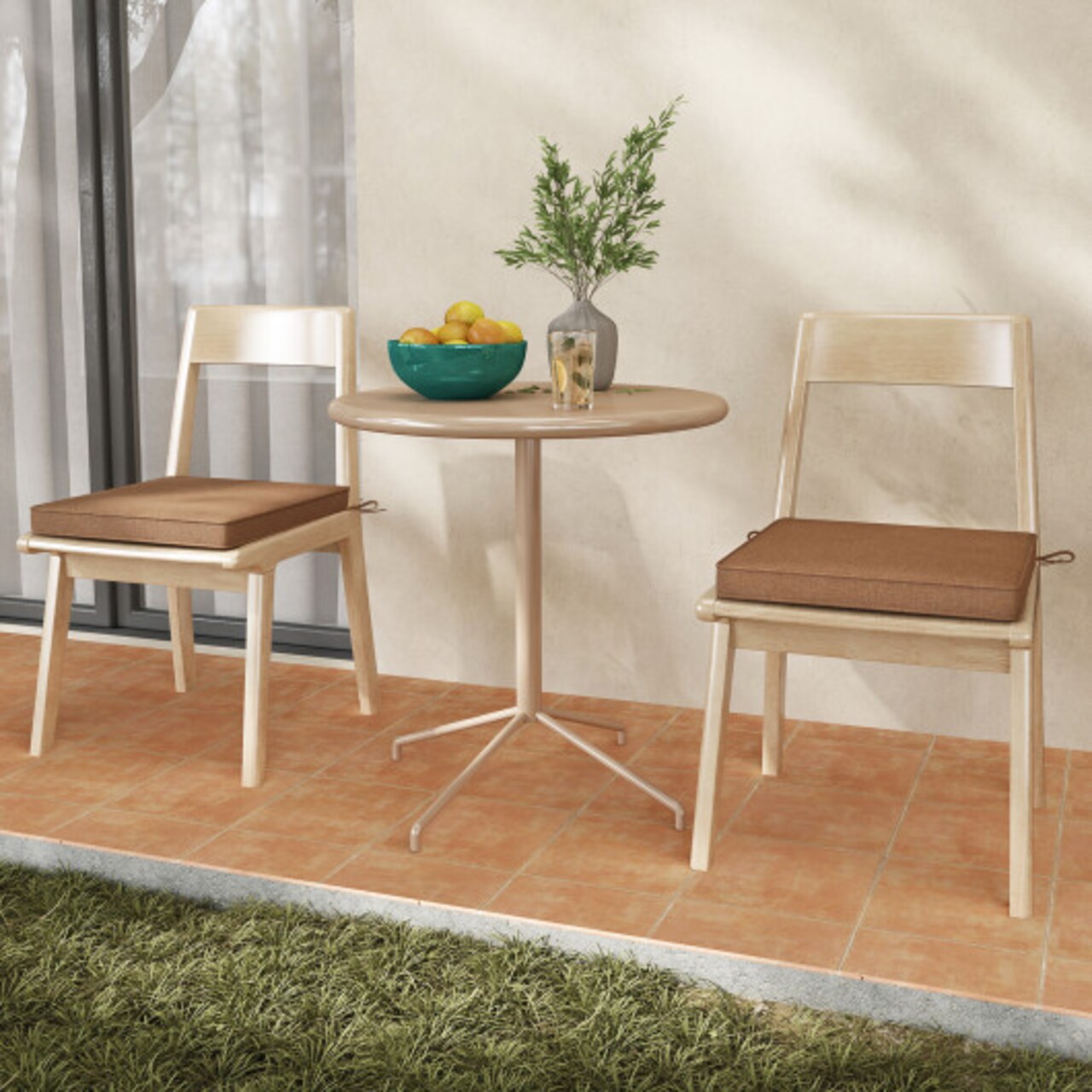 Set of 2 Square Waterproof Seat Chair Cushions Perfect for Dining Chairs or Patio Chairs
